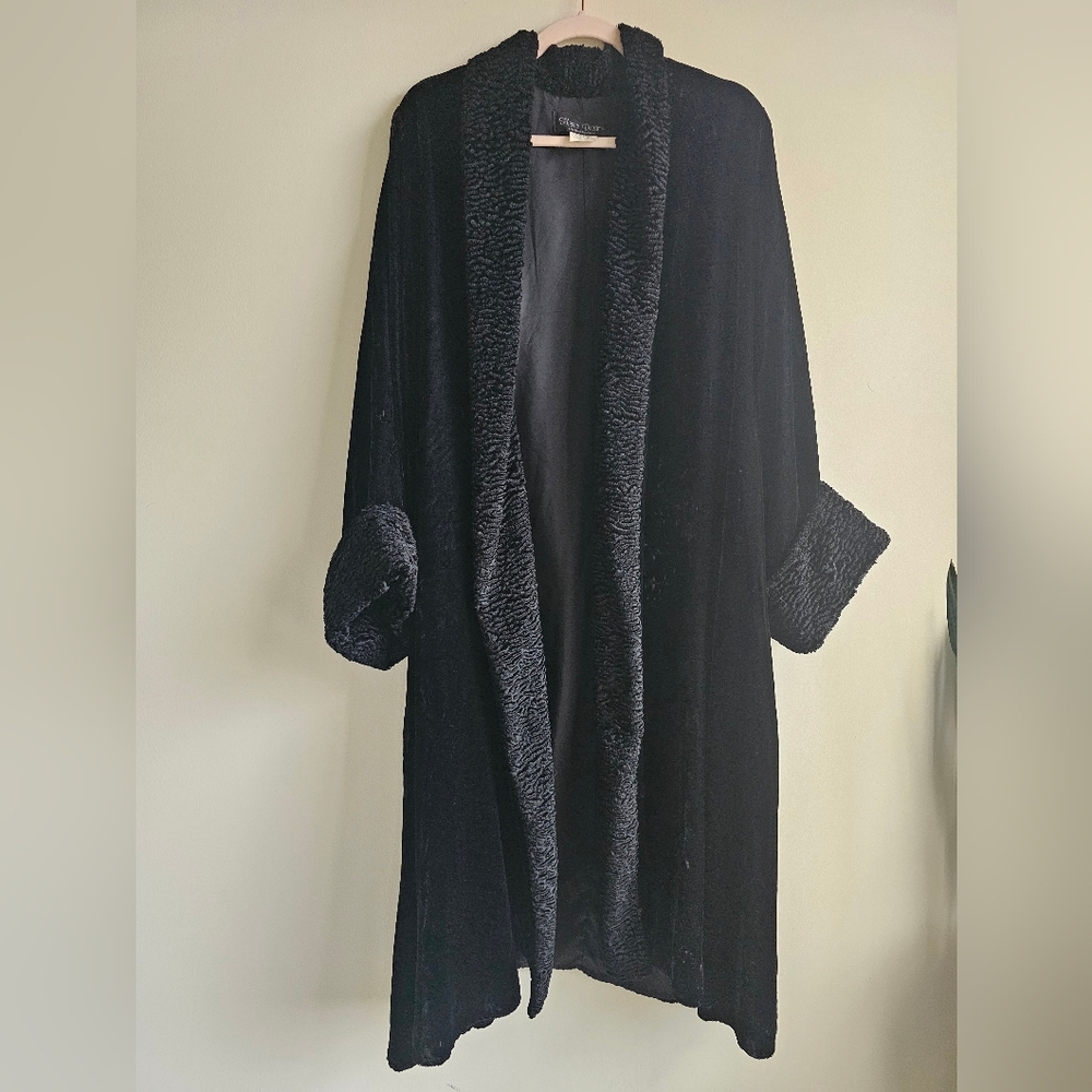 Vintage Y2K Fleece Dreams Martha's Vineyard Rayon Velvet Faux Fur Duster XL - Picture 11 of 15
